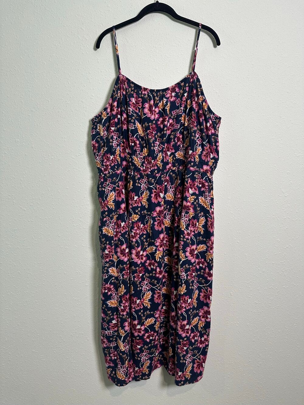 NWT Old Navy Women Dress Linen Floral Sundress Cottagecore Garden Party Coastal